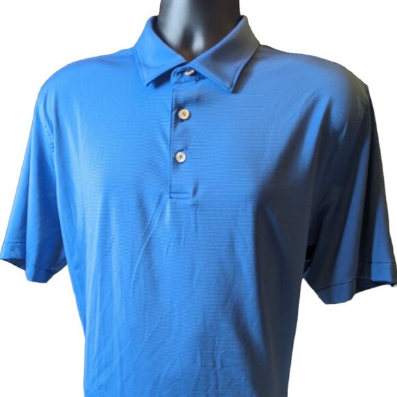Peter Millar Polo Summer Comfort Mens Large Blue Striped Short Sleeve Golf Shirt - Picture 1 of 9